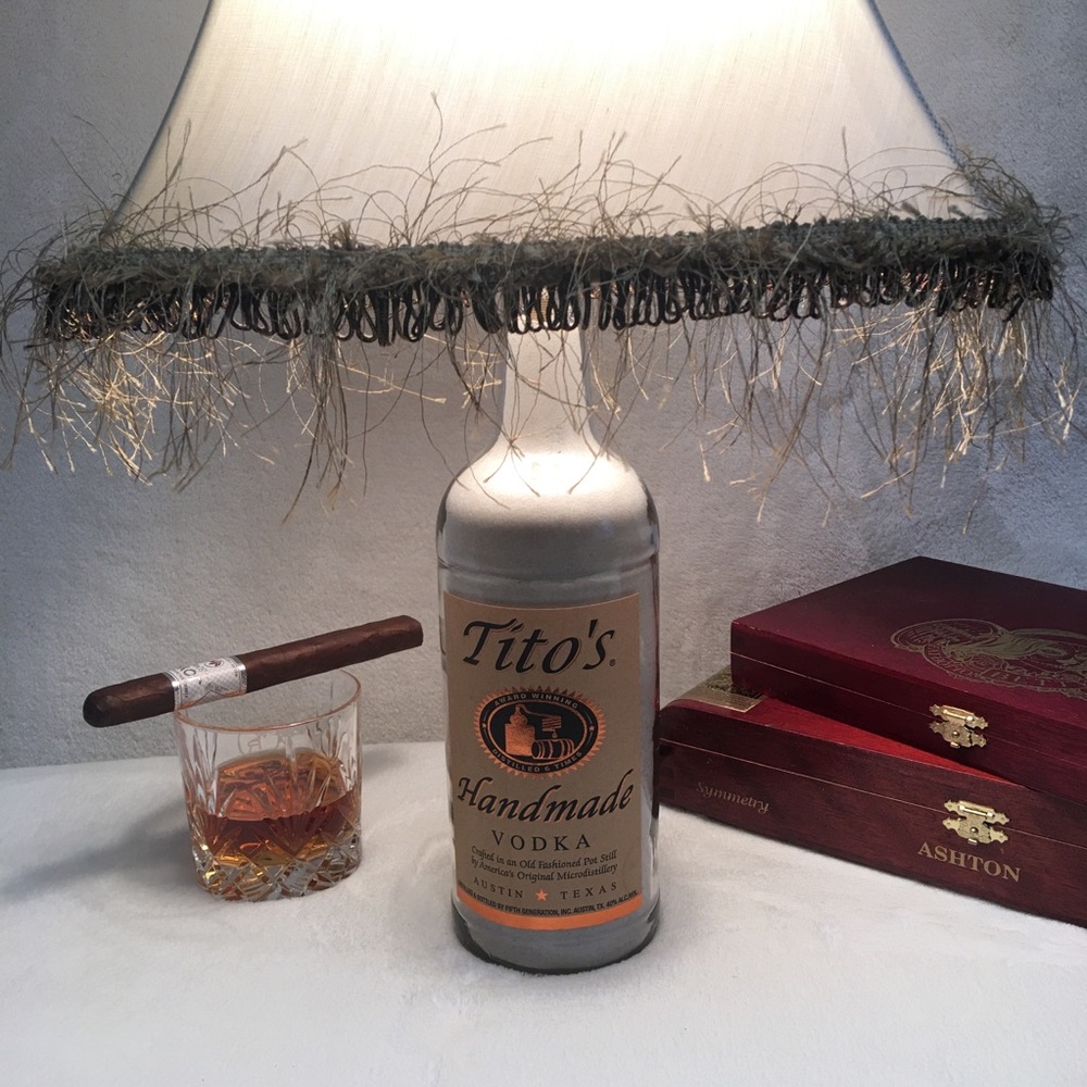 Custom Tito’s bottle lamp with Gulf Coast sand